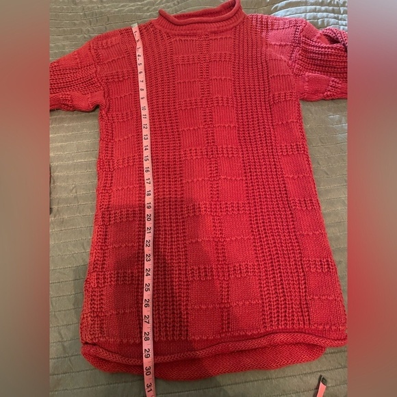 Wipstitch Chunky Rust Red Whipstitch Mockneck Sweater Tunic size S - Picture 8 of 9